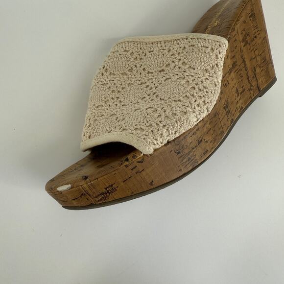 Y2K Montego Bay Club Women Wedge Sandals Boho Crochet Cork Platform Size 11 - Picture 2 of 8